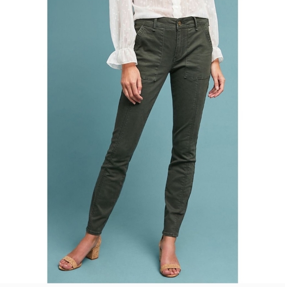 Anthro Skinny, Army Green, Utility pants, sz 27. - Picture 1 of 6